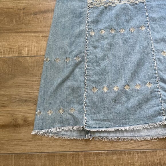 Free People Dress Womens M Denim Lightweight Embroidered Sun Mini Sleeveless - Picture 3 of 11
